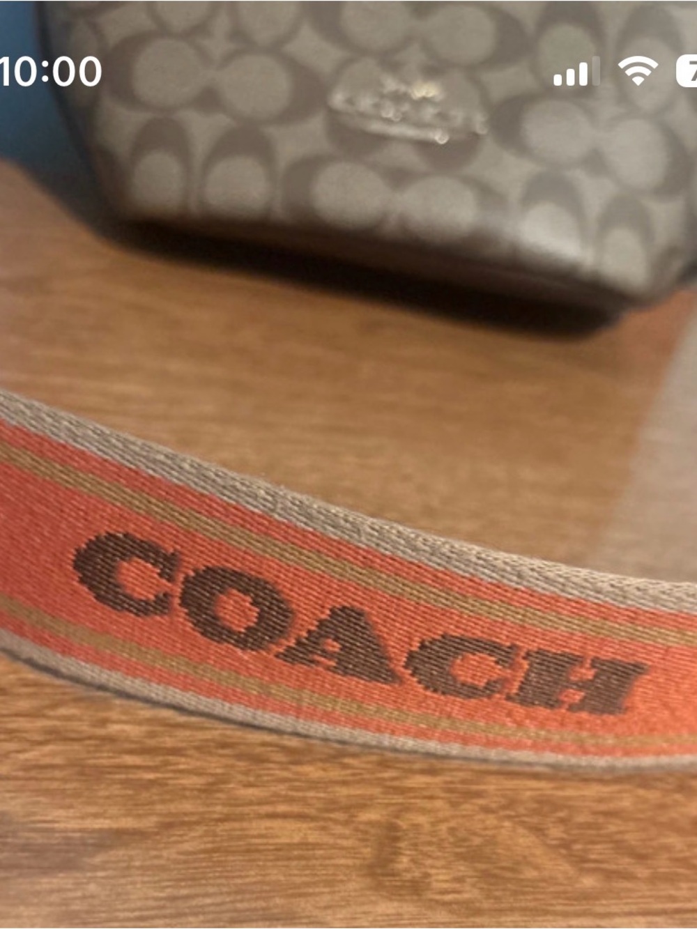 Coach Brown Signature Crossbody with Orange Strap - Picture 3 of 11